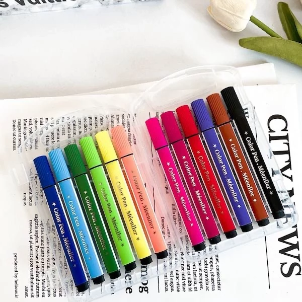 پک دوازده رنگ ماژیک قابل شست و شو