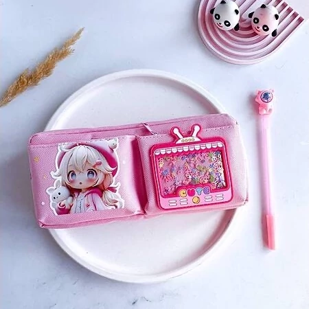 جامدادی برزنتی سه زیپ طرح دختر