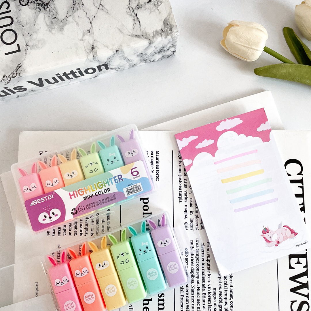 پک شش تایی هایلایتر فانتزی طرح خرگوش